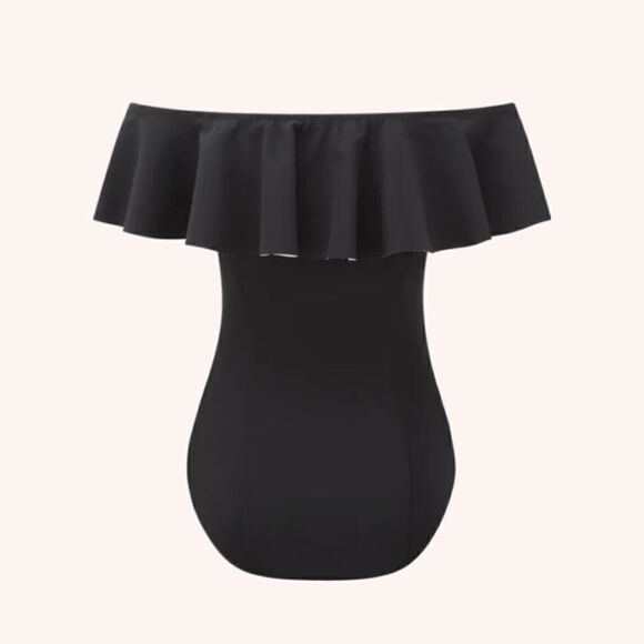 LISA MARIE FERNANDEZ the mira flounce maillot in black bonded bathing suit - Picture 4 of 14